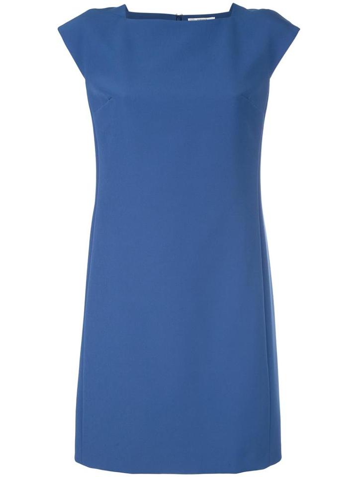 Versace Collection Shoulder Detail Short Dress, Women's, Size: 42, Blue, Polyester/spandex/elastane/viscose