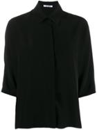 Styland Button Collar Blouse - Black