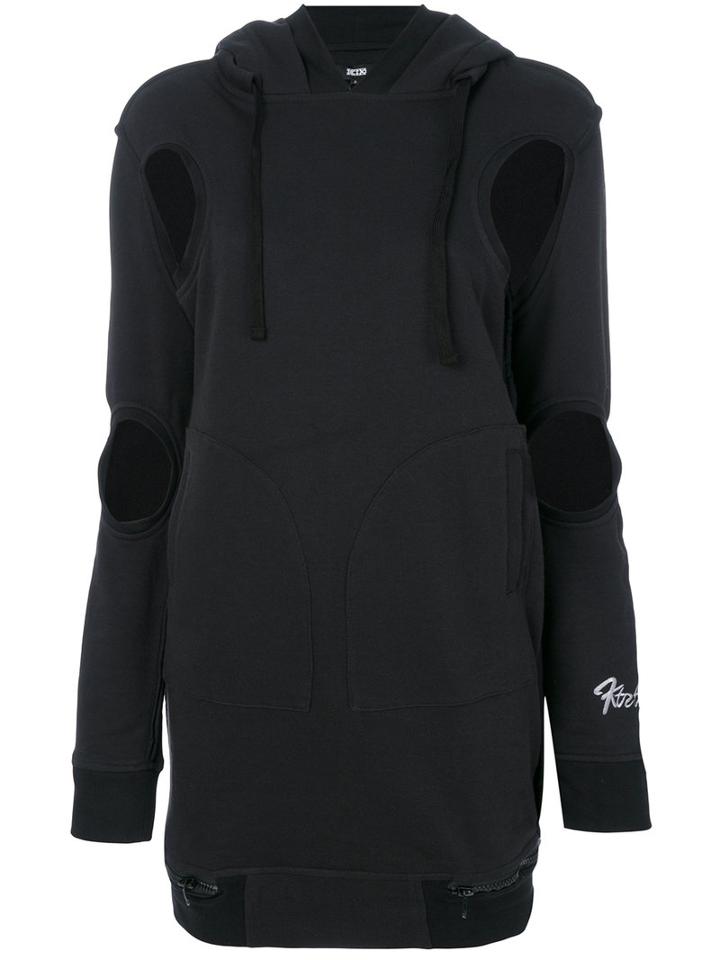 Ktz - Cut-embroidered Hooded Dress - Women - Cotton - S, Black, Cotton