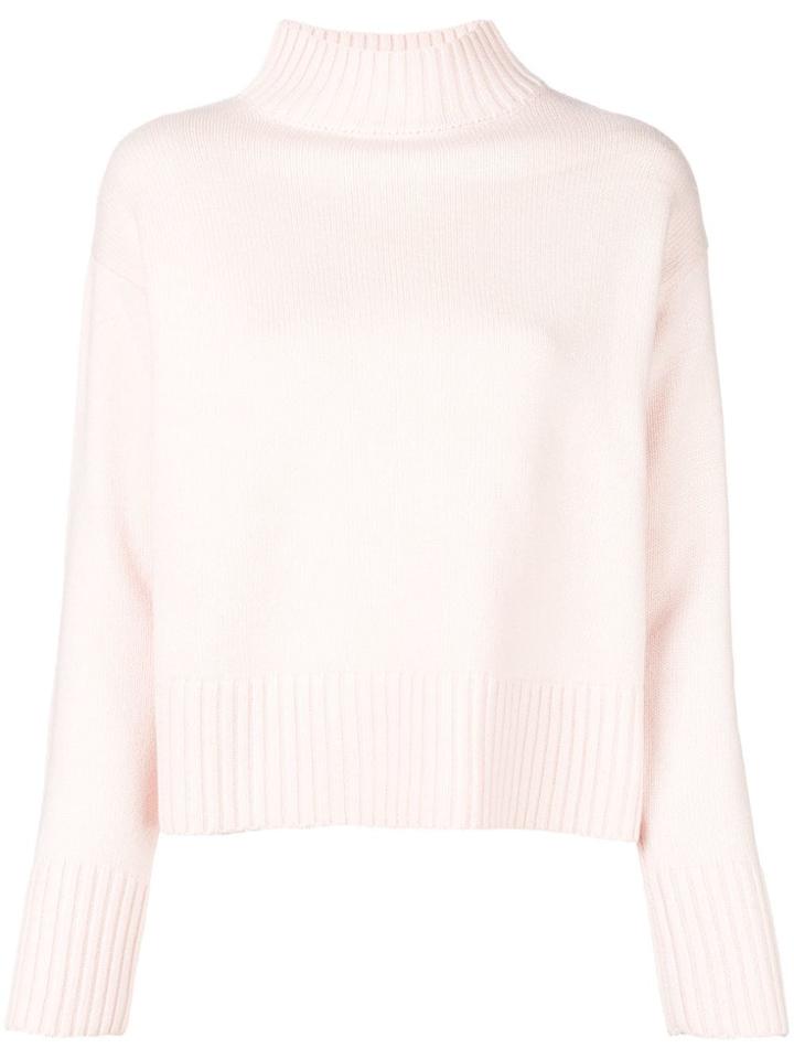 Yves Salomon High Neck Knit Sweater - Pink & Purple