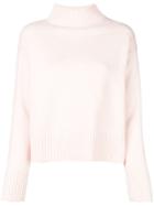 Yves Salomon High Neck Knit Sweater - Pink & Purple