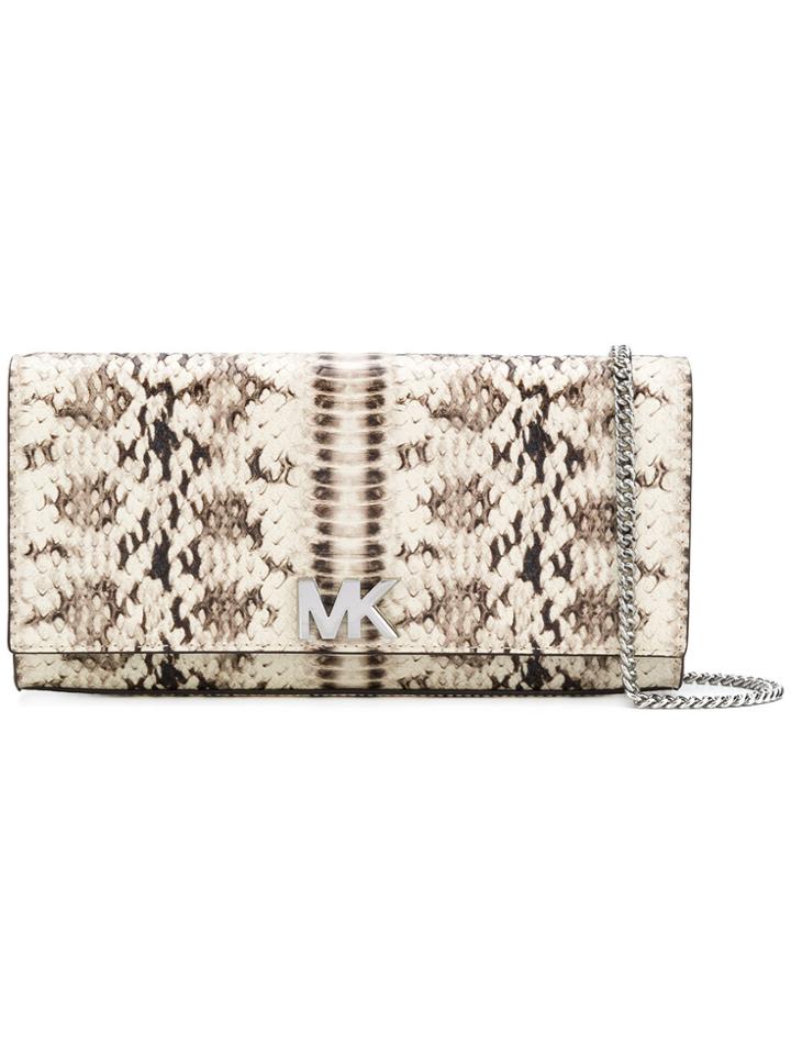 Michael Michael Kors Mott Snake-embossed Clutch - Nude & Neutrals