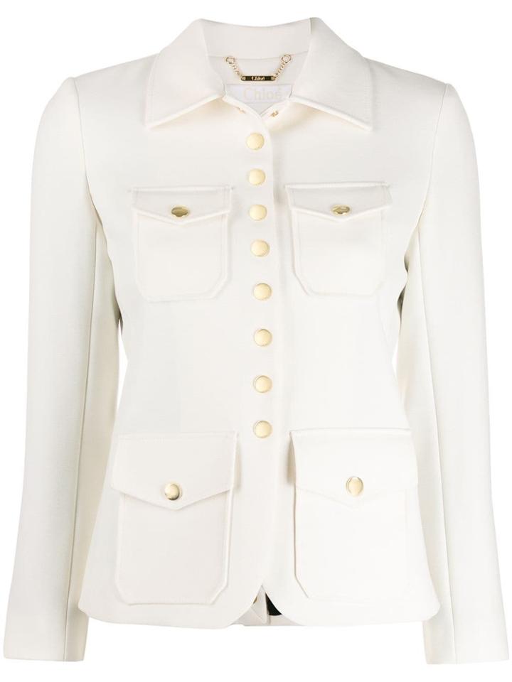 Chloé Single Breasted Utility Jacket - White