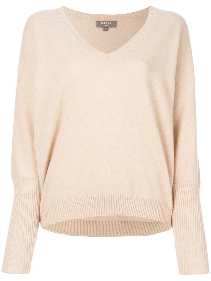 N.peal Ribbed Sleeve V-neck Sweater - Nude & Neutrals