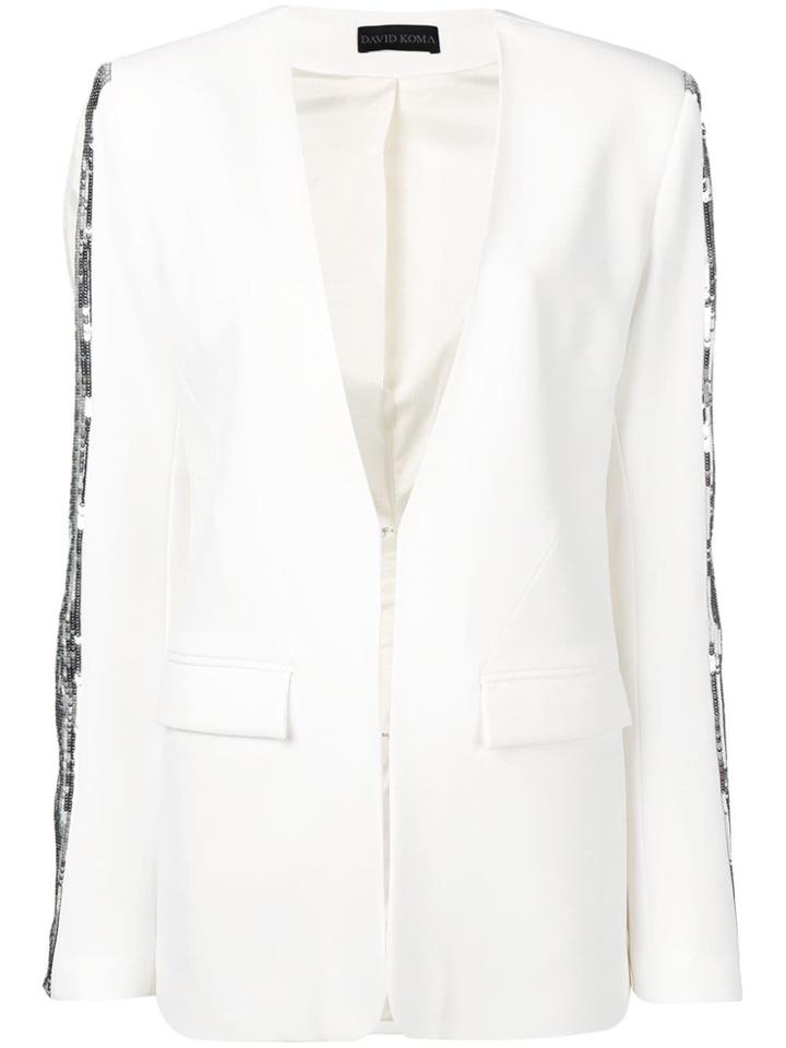 David Koma Sequinned Trim Blazer - White