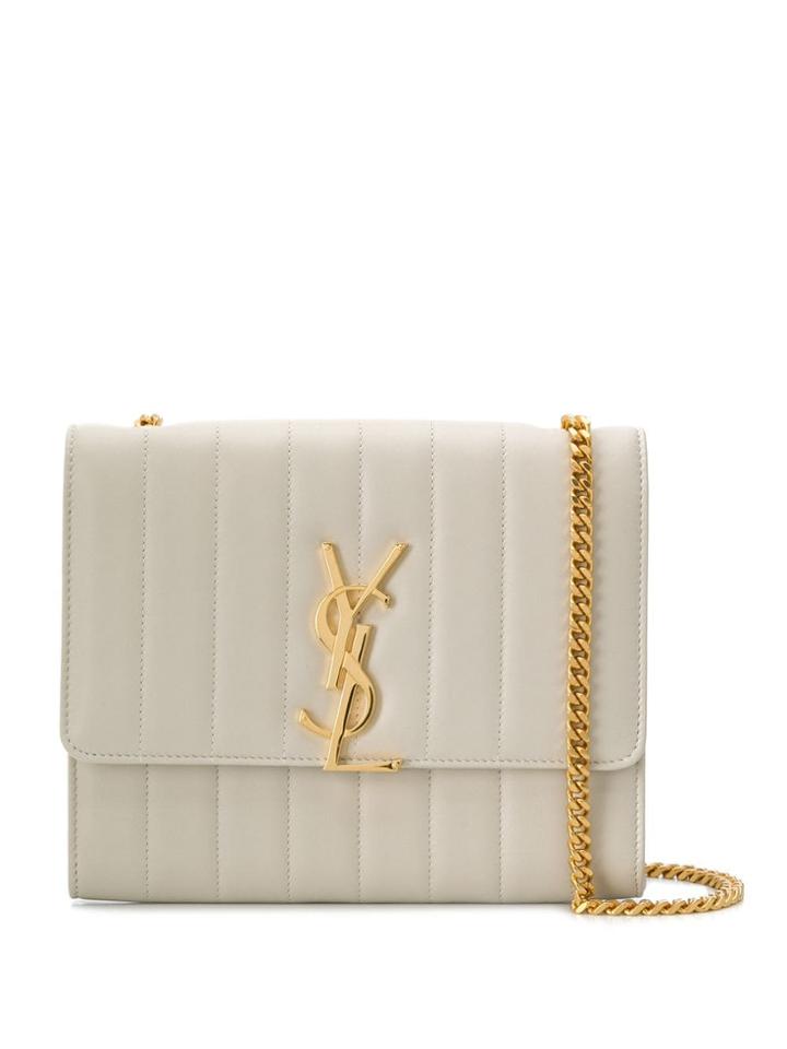 Saint Laurent Vicky Quilted Shoulder Bag - Neutrals