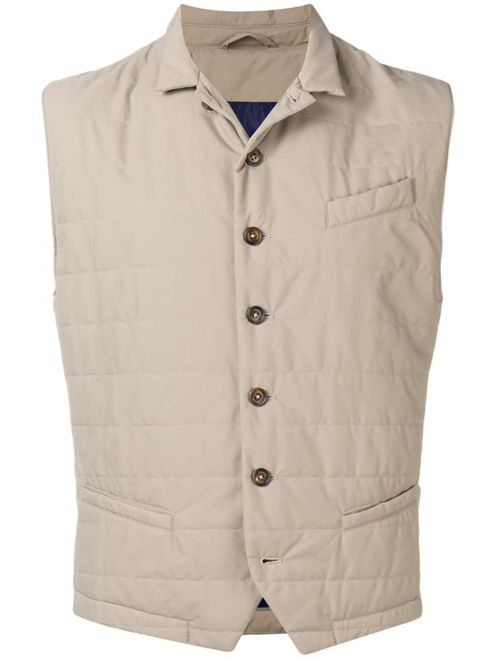 Eleventy Padded Button Vest - Nude & Neutrals