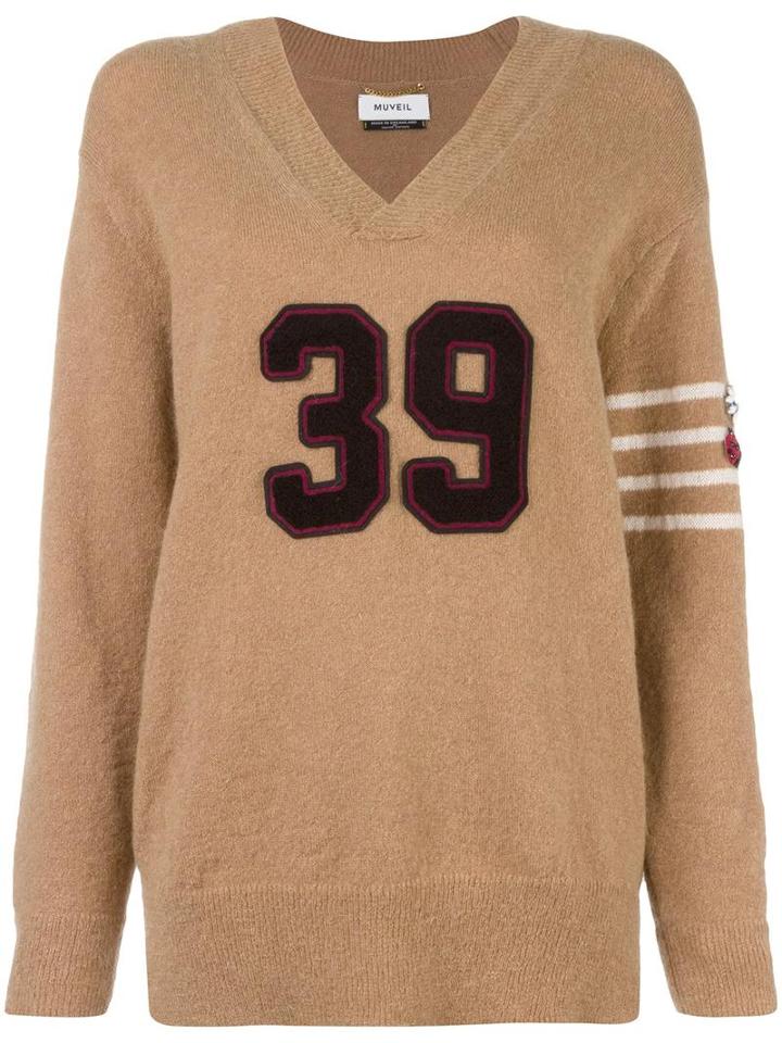 Muveil 39 Patch Jumper, Women's, Size: 40, Nude/neutrals, Nylon/mohair/wool/acrylic