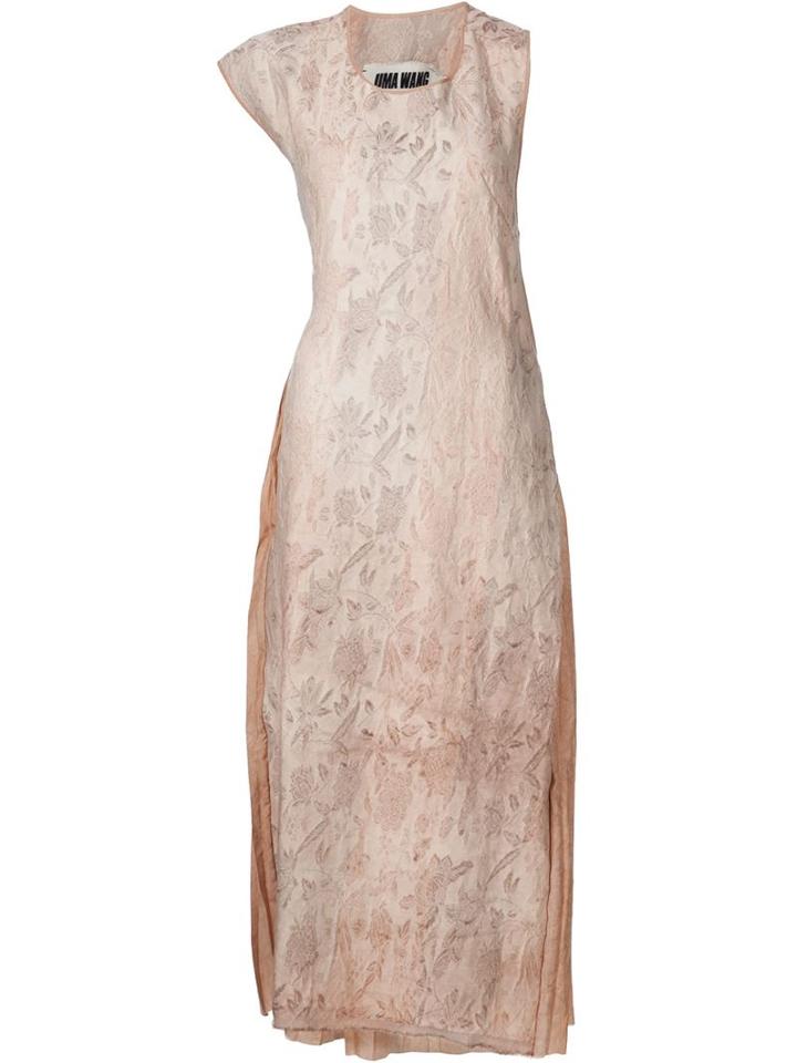 Uma Wang Pleated Back Dress, Women's, Size: M, Nude/neutrals, Cotton/linen/flax/silk