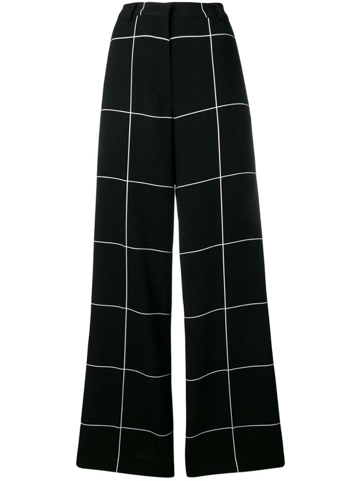 Iceberg Checked Wide Leg Trousers - Black