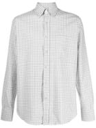Canali Long Sleeved Checked Shirt - White