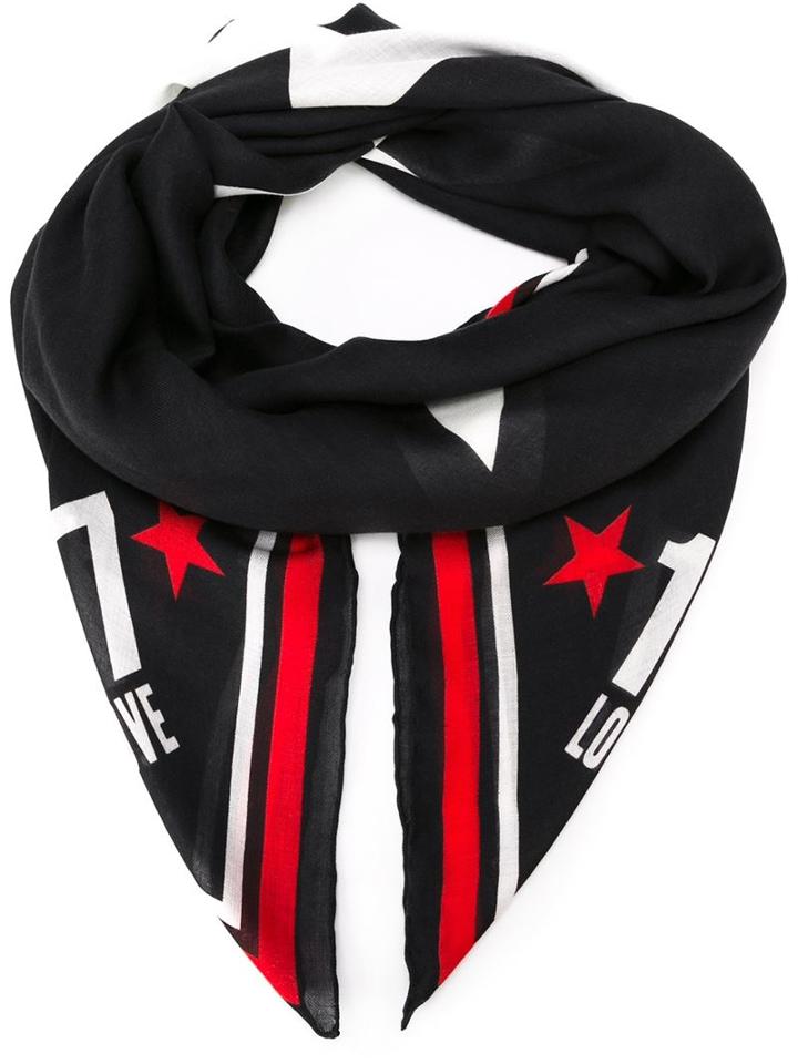 Givenchy Star Print Scarf, Men's, Black, Modal/cashmere