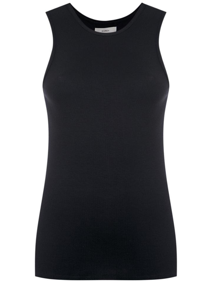 Egrey Ribbed Sleeveless Blouse - Black