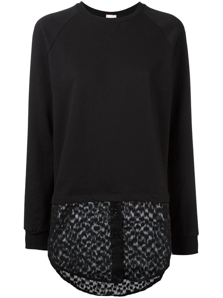 Giamba Shirt Panel Sweatshirt, Women's, Size: 42, Black, Cotton/polyester/acetate/wool