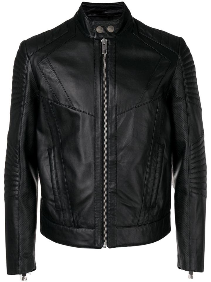 Les Hommes Urban Panelled Biker Jacket - Black