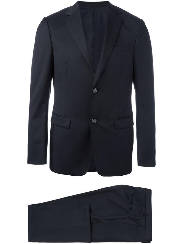 Z Zegna Notched Lapel Formal Suit, Men's, Size: 52, Black, Cupro/wool