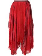 Sacai Chiffon Checked Skirt - Red