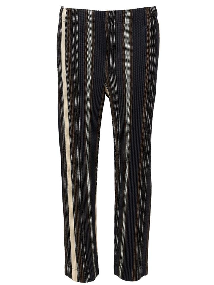 Issey Miyake Striped Straight Leg Trousers