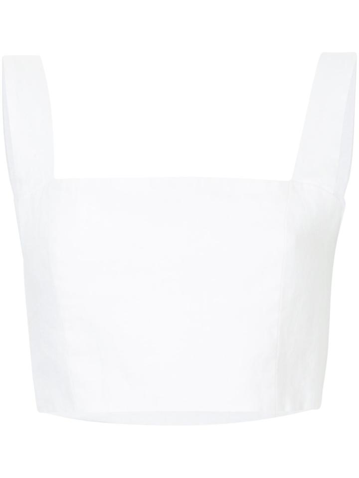 Venroy Back Tie Cropped Top - White