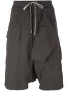 Rick Owens Drkshdw Drop-crotch Knee-length Shorts, Men's, Size: Medium, Grey, Cotton