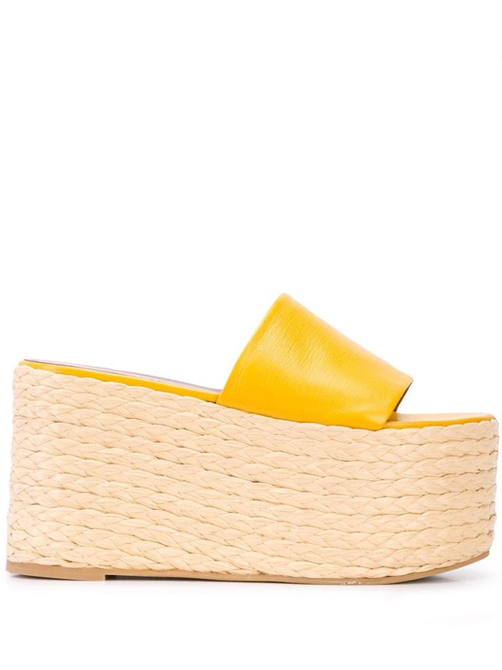 Simon Miller Platform Espadrille Wedge Sandals - Yellow