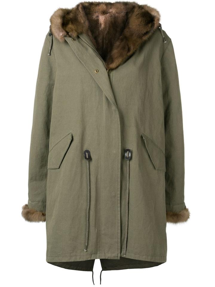 Liska Trimmed Parka Coat - Green