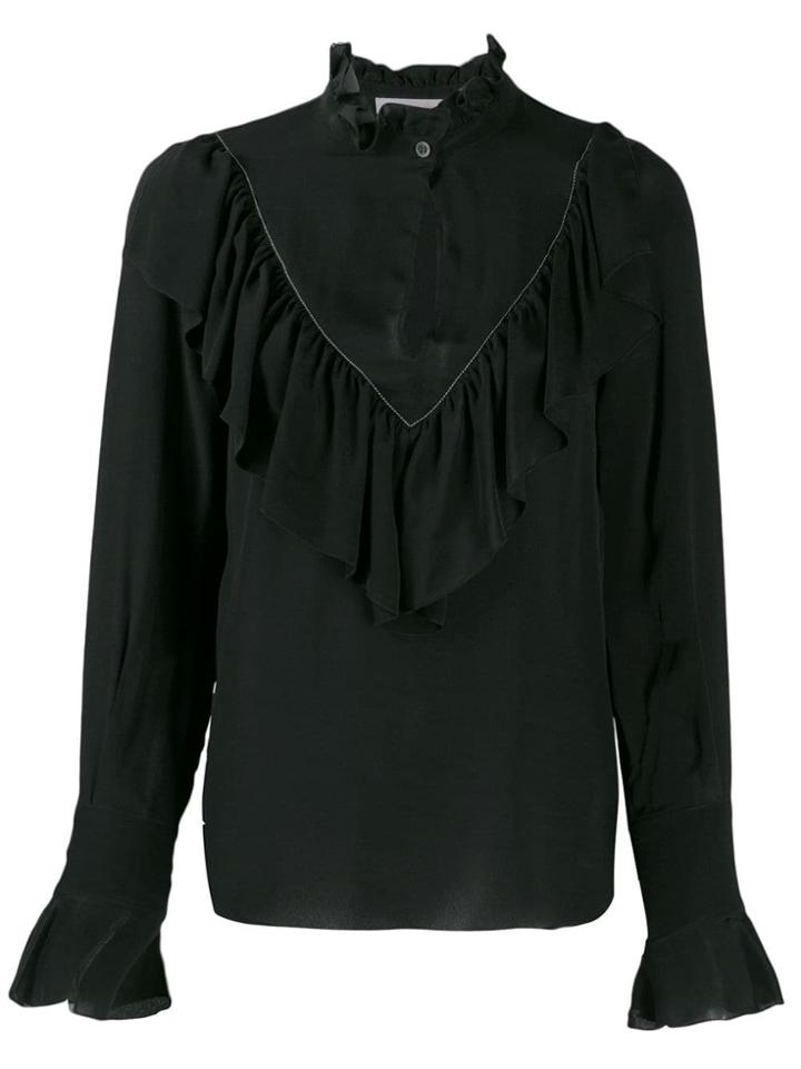 See By Chloé Ruffled Keyhole Shirt - Black