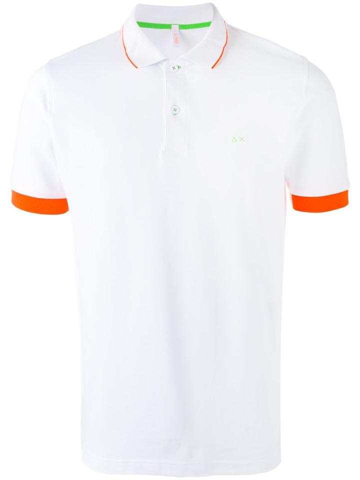 Sun 68 Contrast Polo Shirt, Men's, Size: Medium, White, Cotton/spandex/elastane