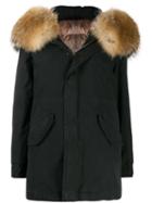 Mr & Mrs Italy Fur-hood Parka Coat - Black