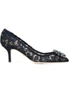Dolce & Gabbana Bellucci Pumps, Women's, Size: 40, Blue, Silk/cotton/leather/leather