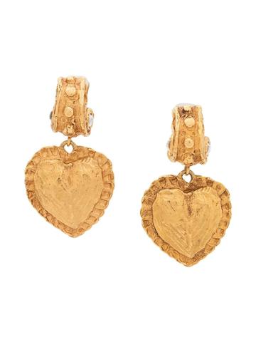 Christian Lacroix Pre-owned Heart-shape Drop Earrings - Gold