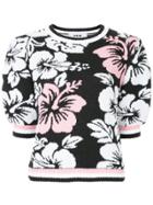Msgm Floral Knitted Top - Black