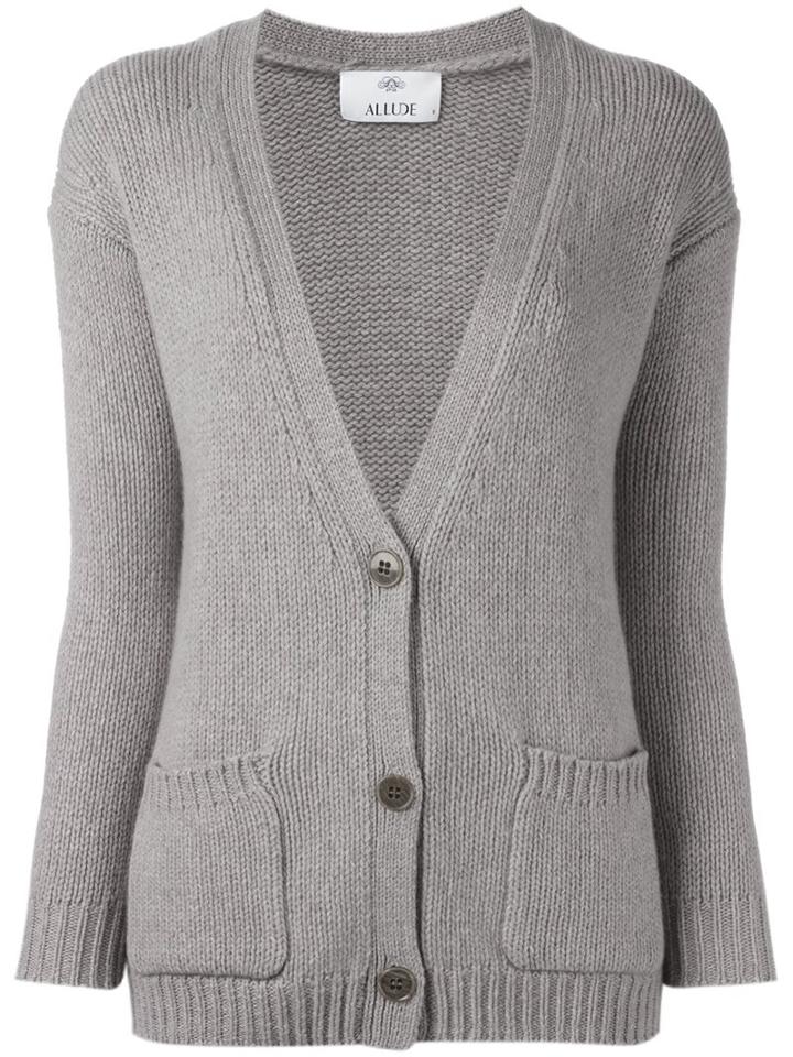 Allude Buttoned Cardigan, Women's, Size: Medium, Grey, Cashmere