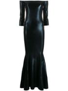 Norma Kamali Off Shoulder Sheen Maxi Dress - Black