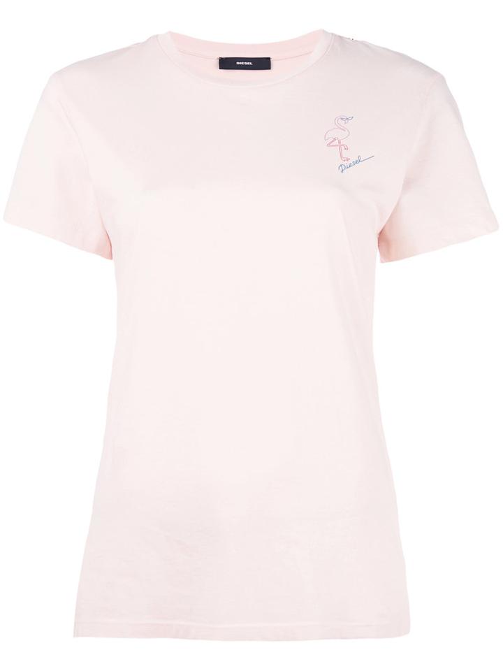 Diesel 't-sully-ap' Flamingo Print T-shirt, Women's, Size: Medium, Pink/purple, Cotton