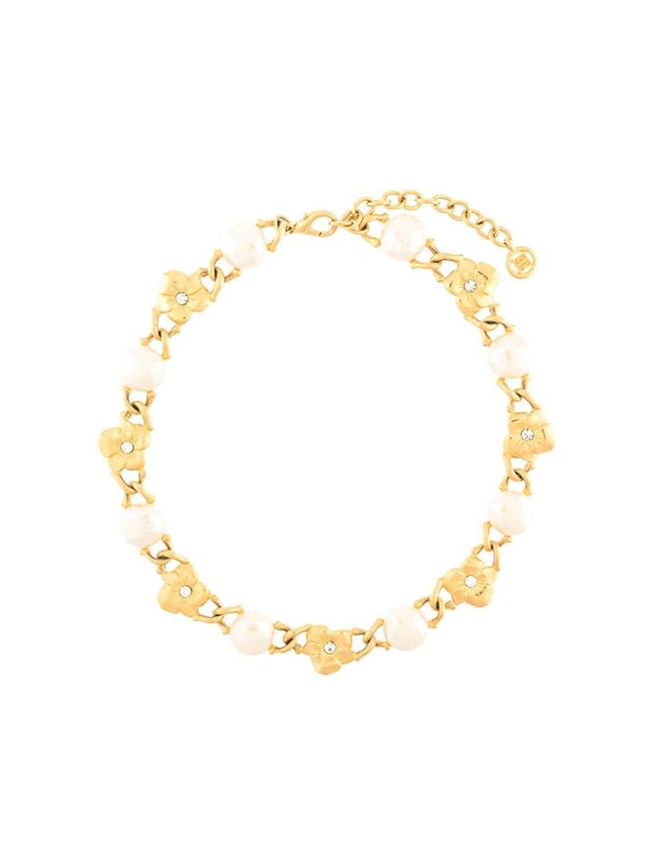 Givenchy Pre-owned Flower & Faux-pearls Necklace - Gold