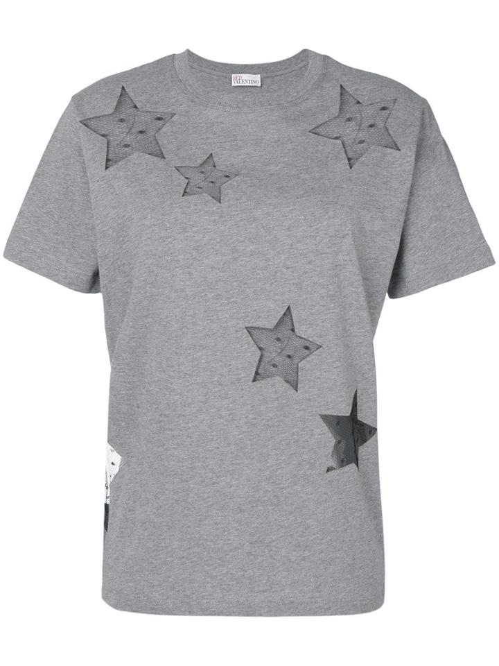Red Valentino - Tulle Star Cut Out T-shirt - Women - Cotton/polyamide - S, Green, Cotton/polyamide