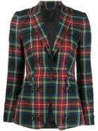 Philipp Plein Star Stitched Tartan Blazer - Black
