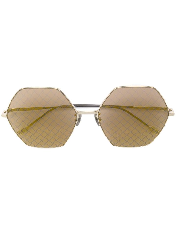 Bottega Veneta Eyewear Hexagonal Shaped Sunglasses - Gold