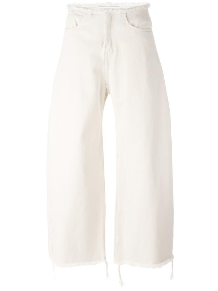 Marques'almeida Super Flared Trousers, Women's, Size: 8, Nude/neutrals, Cotton