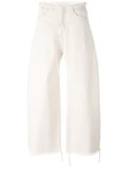 Marques'almeida Super Flared Trousers, Women's, Size: 8, Nude/neutrals, Cotton
