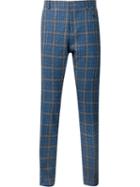 Vivienne Westwood Grid Print Slim Tailored Trousers, Men's, Size: 52, Blue, Cotton/acetate/viscose/wool