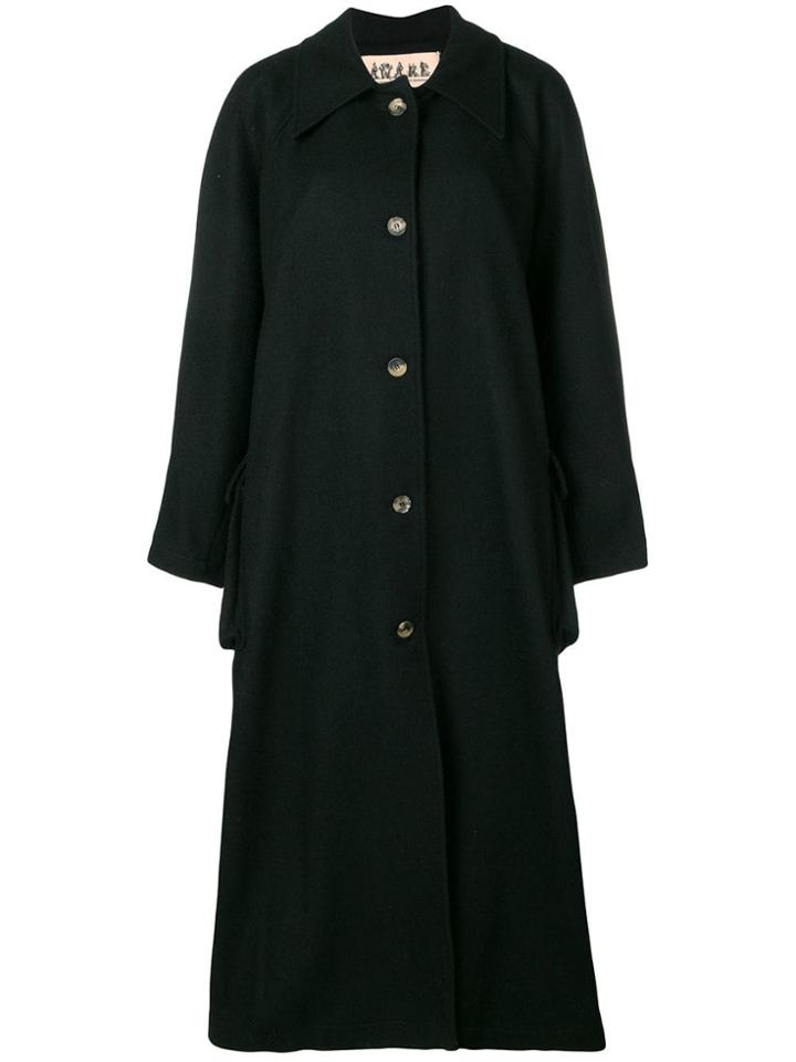 A.w.a.k.e. Mode A-line Buttoned Coat - Black