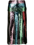 Circus Hotel Striped Sequin Skirt - Black