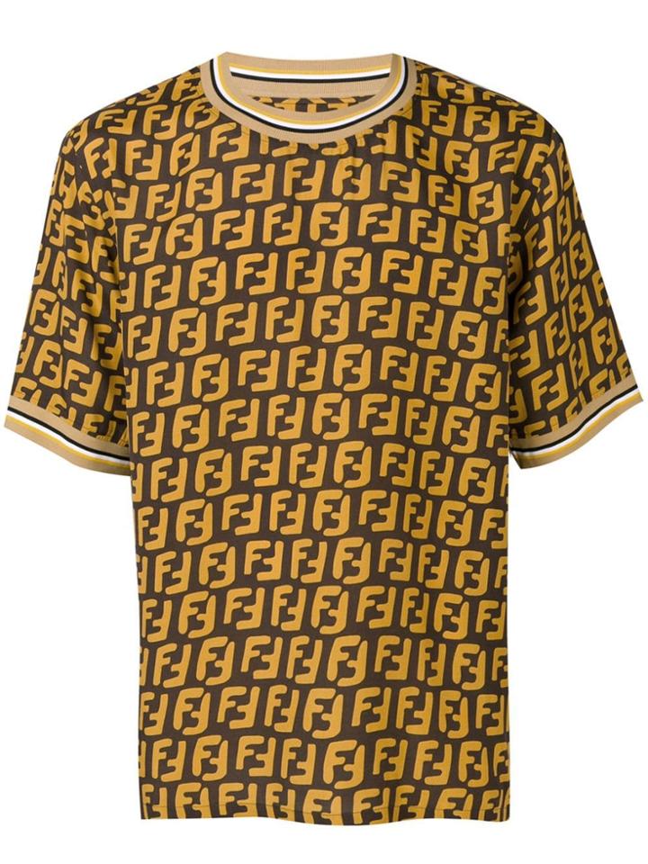 Fendi Ff Motif Print T-shirt - Brown