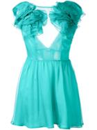 Daniele Carlotta - Ruffle Shoulder Dress - Women - Silk - 44, Green, Silk
