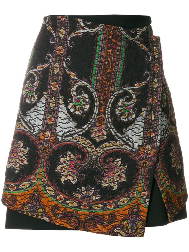 Etro Printed Matelassé Skirt - Black
