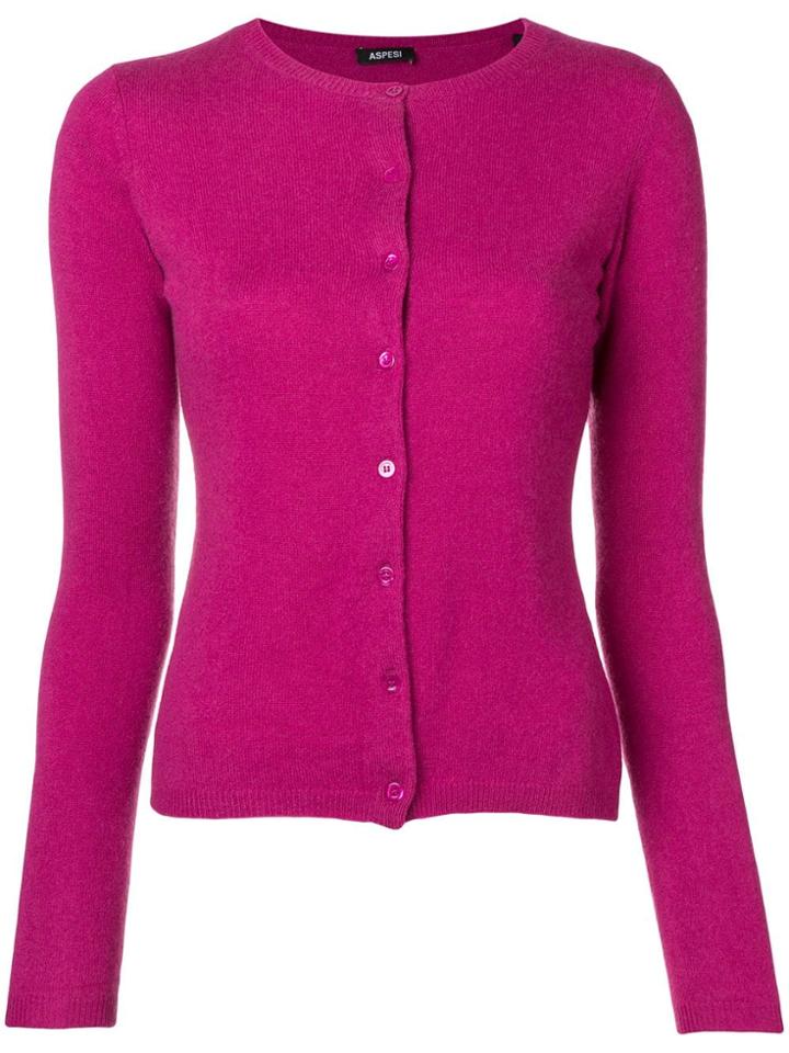 Aspesi Cashmere Fitted Cardigan - Pink & Purple
