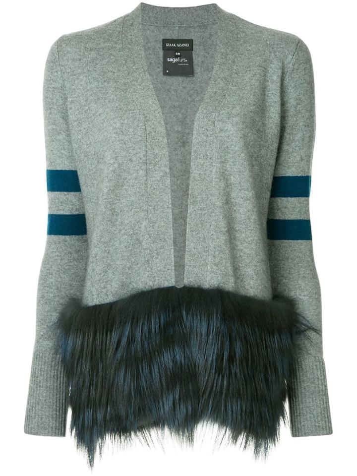 Izaak Azanei Fur Trimmed Cardigan - Grey