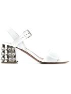Miu Miu Crystal Heel Sandals - White